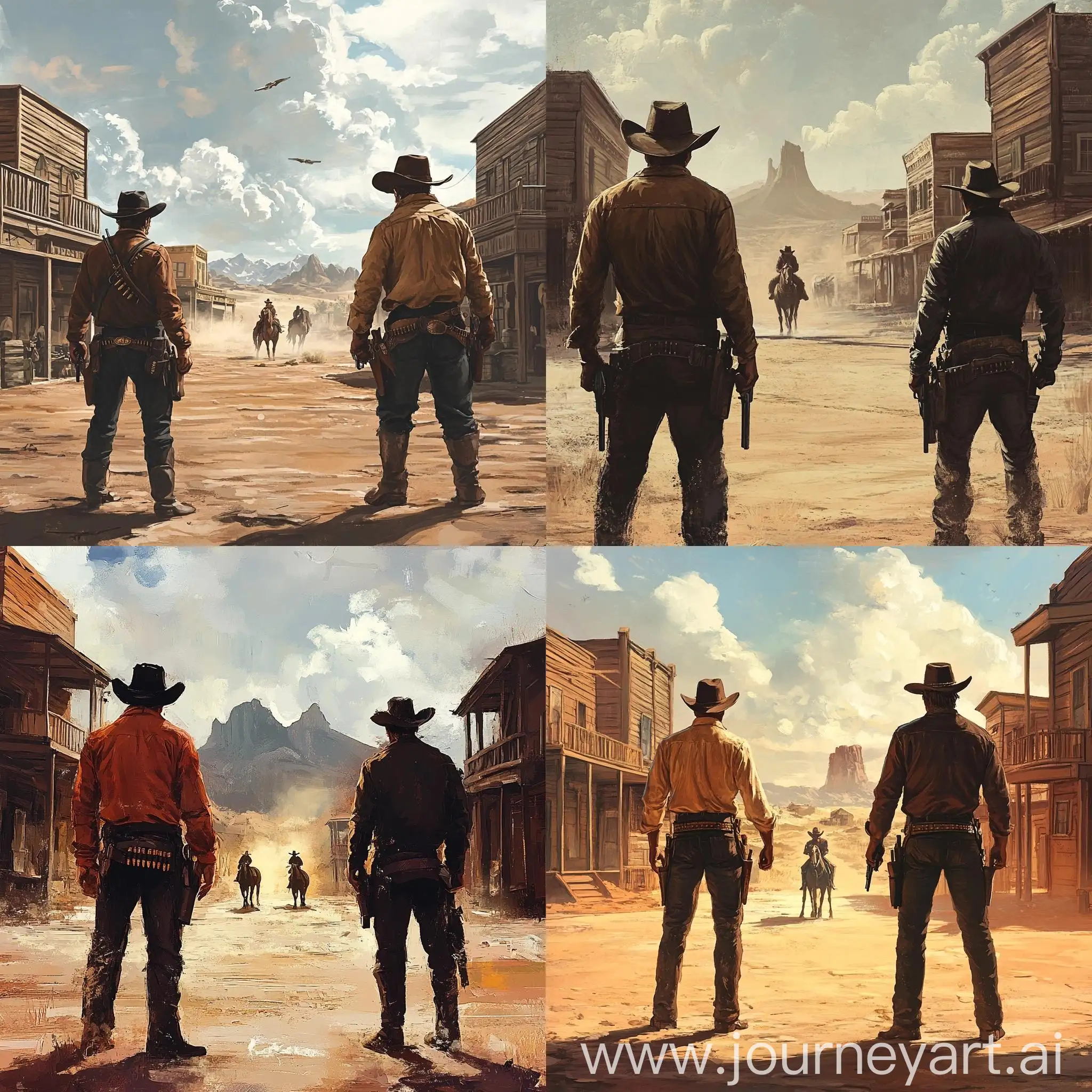 Western-Cowboy-Duel-in-Dusty-Desert-Town