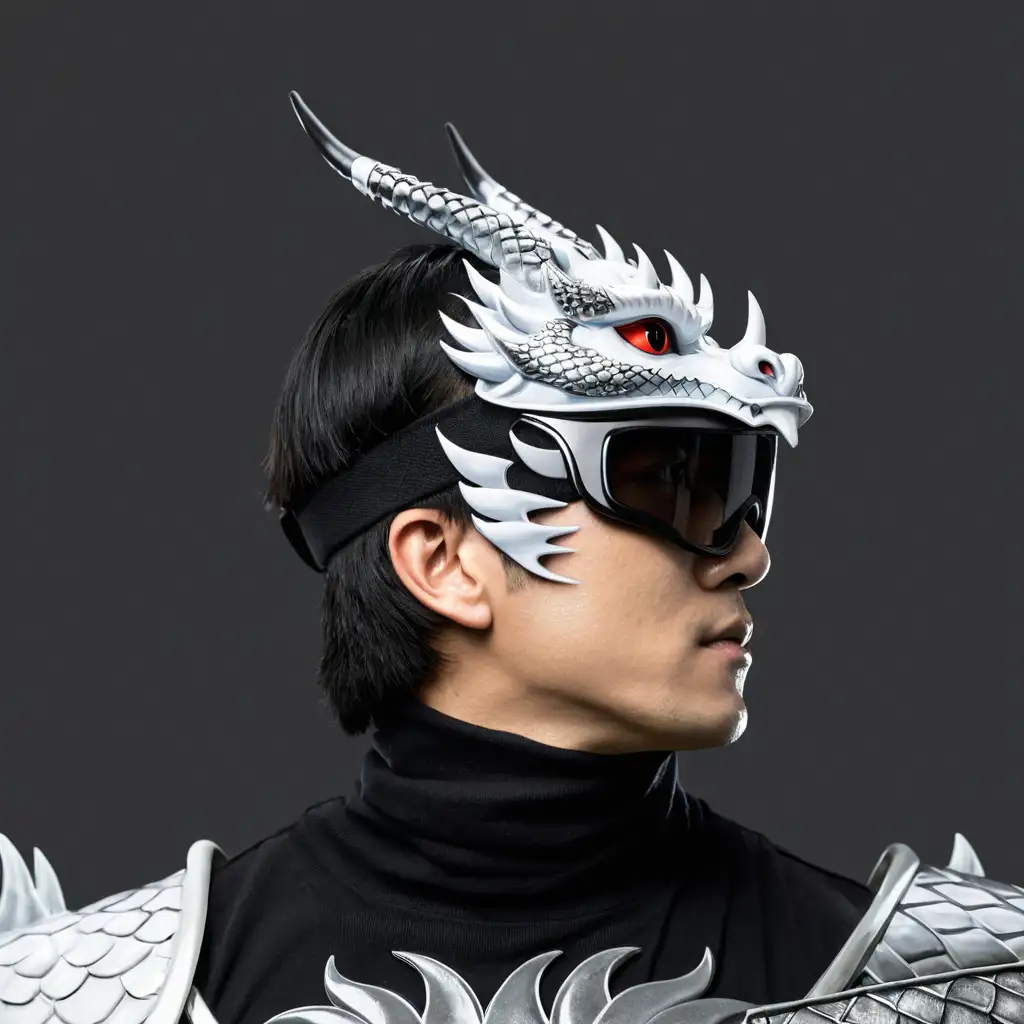 Young Japanese Bodybuilder in Samurai Dragon Helmet