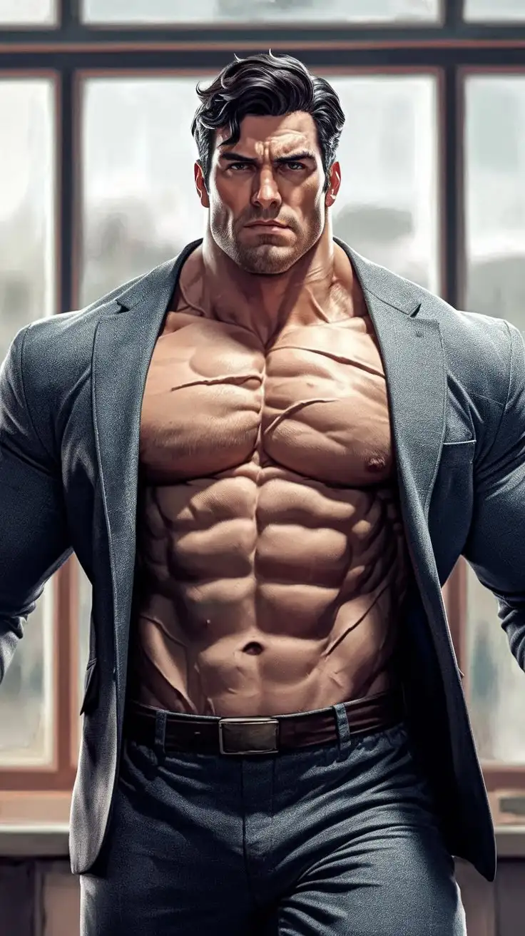 Superpowered Herculean hero. Massive ripped physique. Bold and confident. 27 years old.