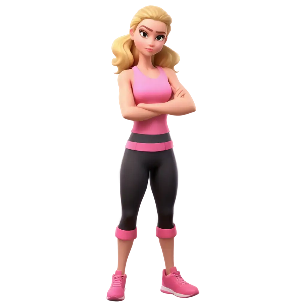 Dynamic-PNG-Image-of-a-Blonde-Girl-in-Athletic-Gym-Wear-3D-Cartoon-Style