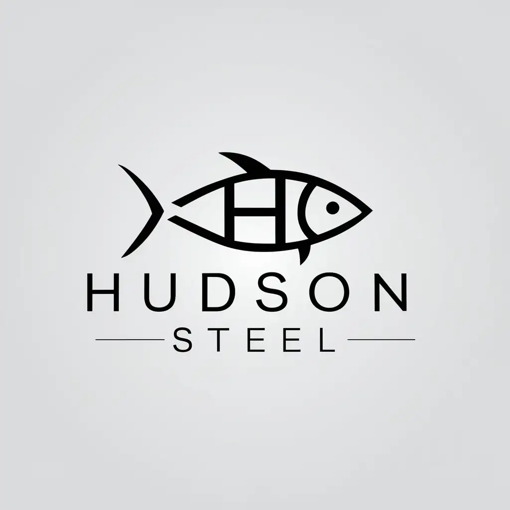 LOGO Design for Hudson Steel Fish and Letter H Symbol with Moderate Style and Clear Background