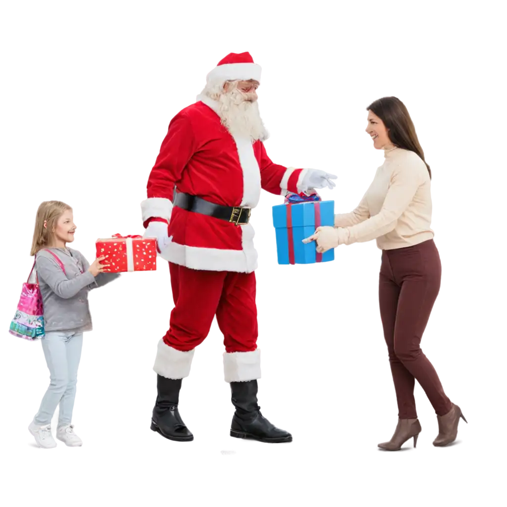 Santa-Giving-Gifts-to-People-PNG-HighQuality-Transparent-Image-for-Holiday-Designs