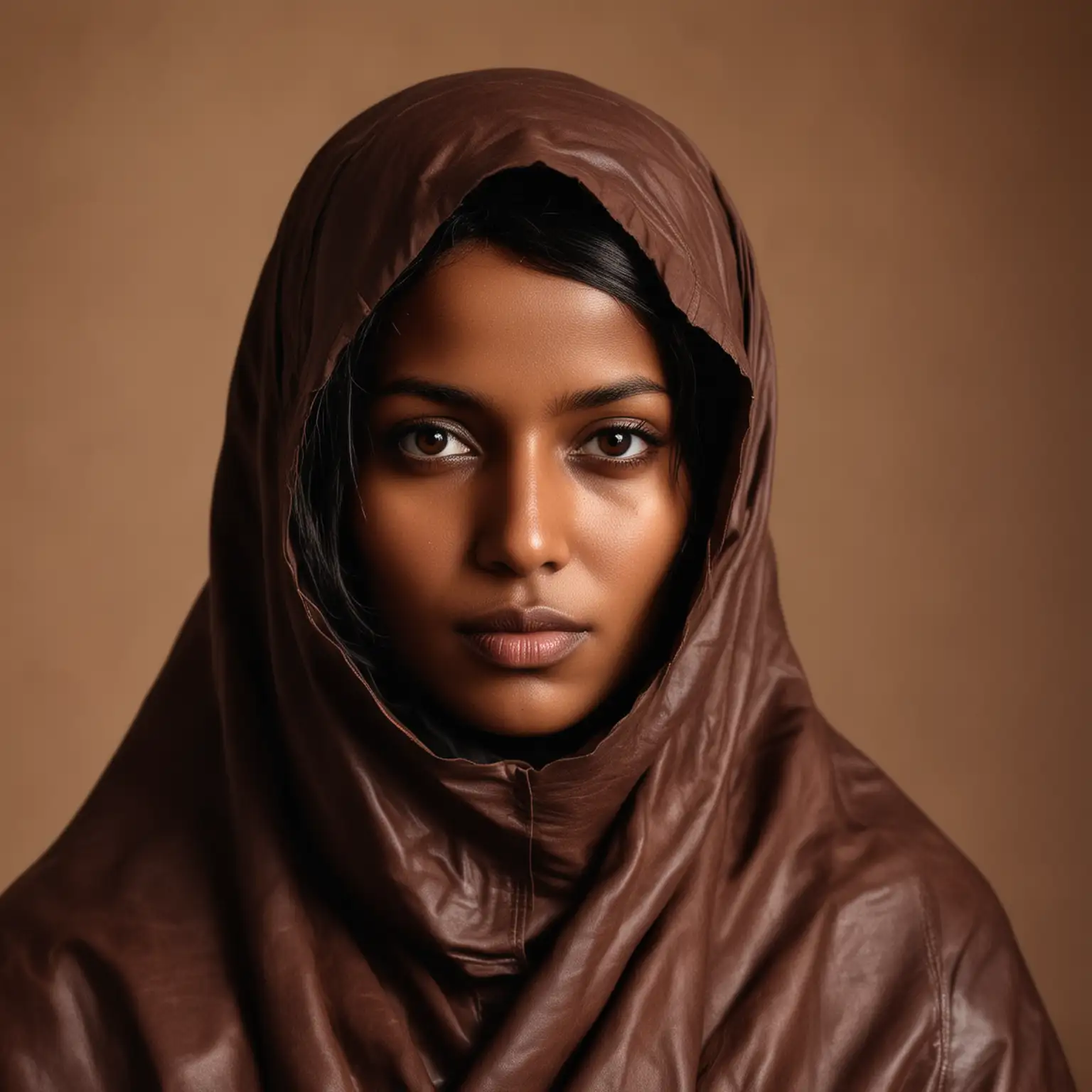 Modern Somali Woman in Burka and Leather Jacket