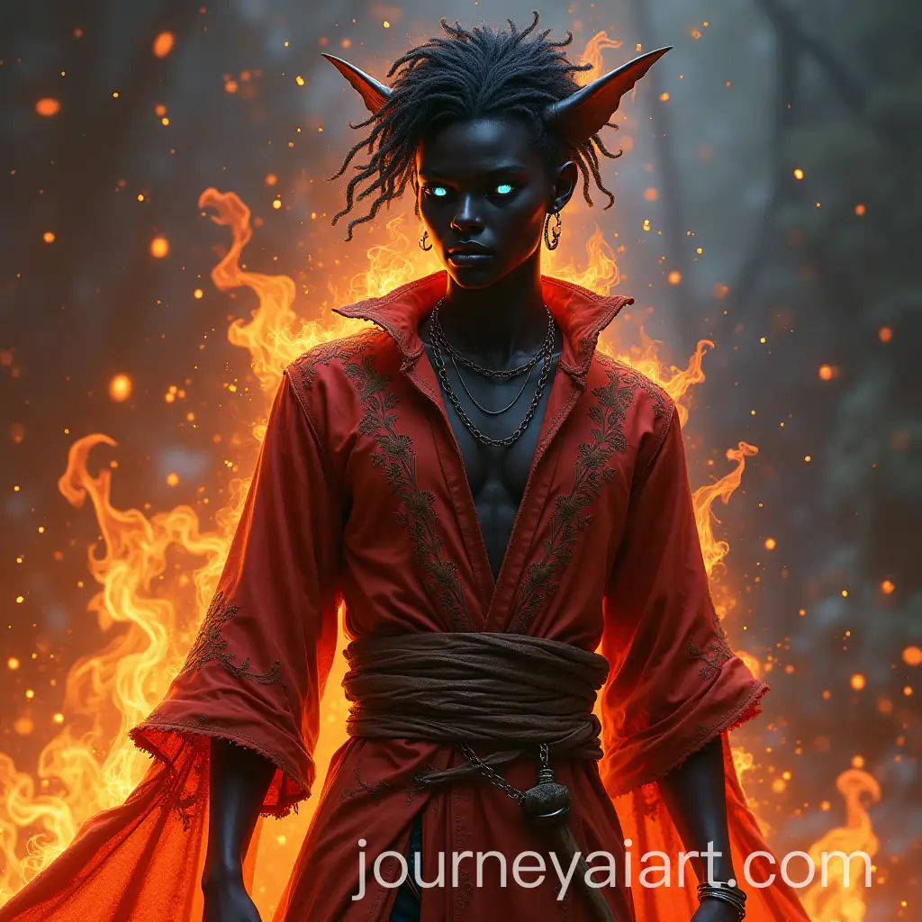 Fantasy-Fire-Creature-with-Blue-Eyes-in-Oily-Environment