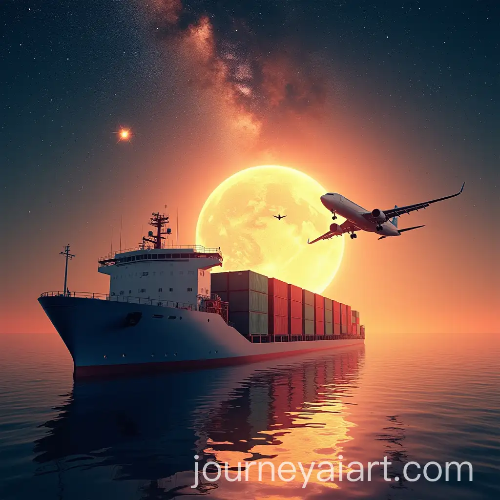 Futuristic-Logistics-with-Ship-Truck-and-Airplane-in-Cosmic-Background