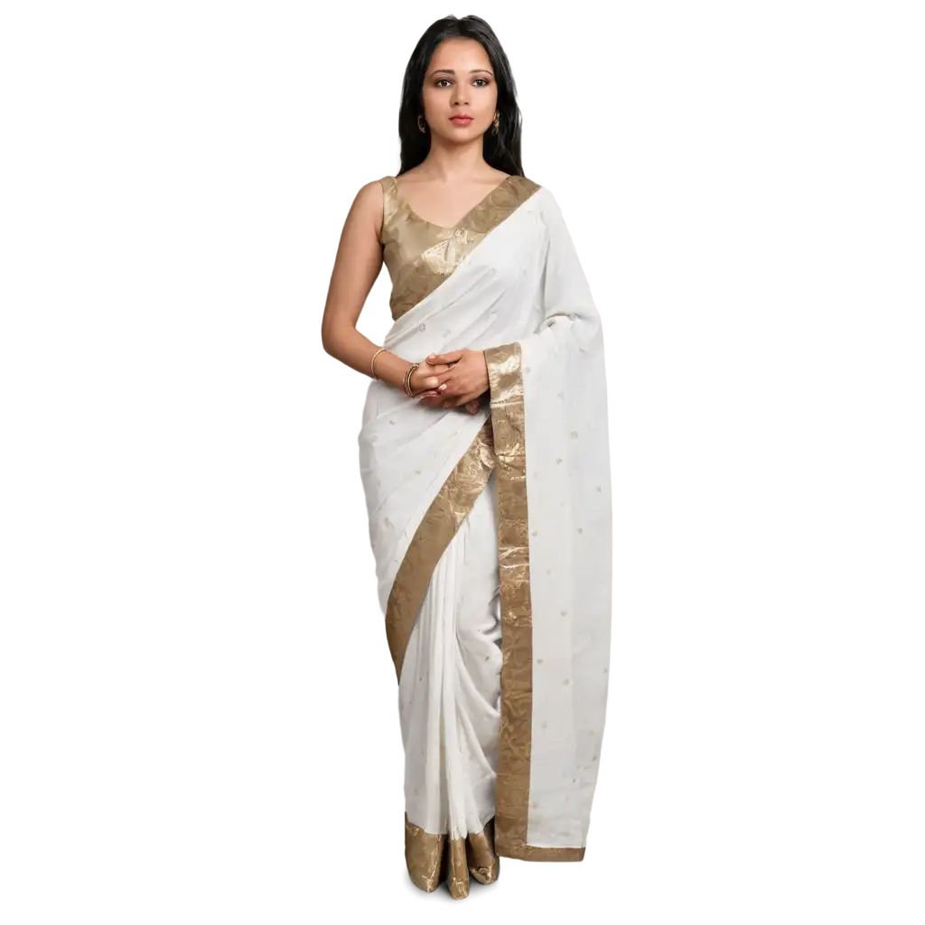 Elegant-White-FullPNG-Image-Usage-Analysis-Saree-PNG-Image-for-Versatile-Design-Applications