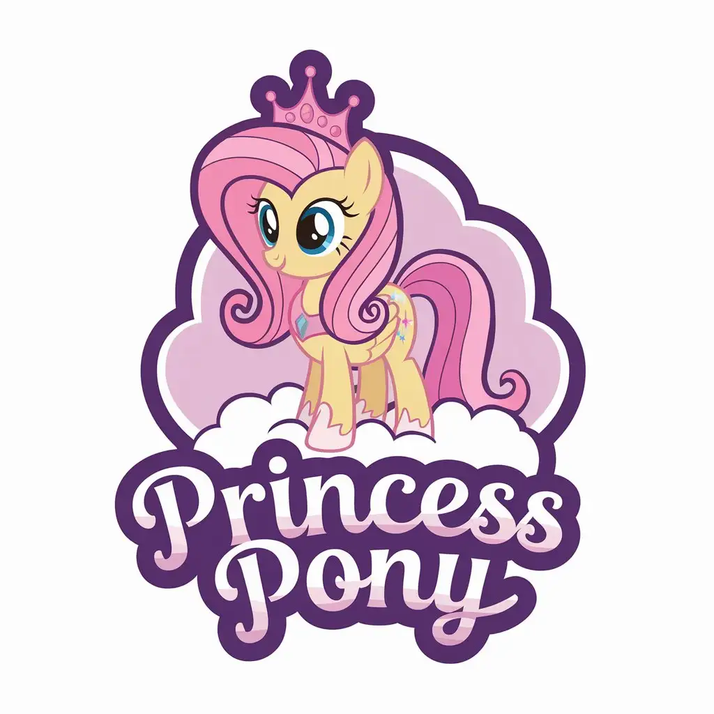 LOGO Design for Princess Pony Adorable Pony Illustration for Kids with White Background