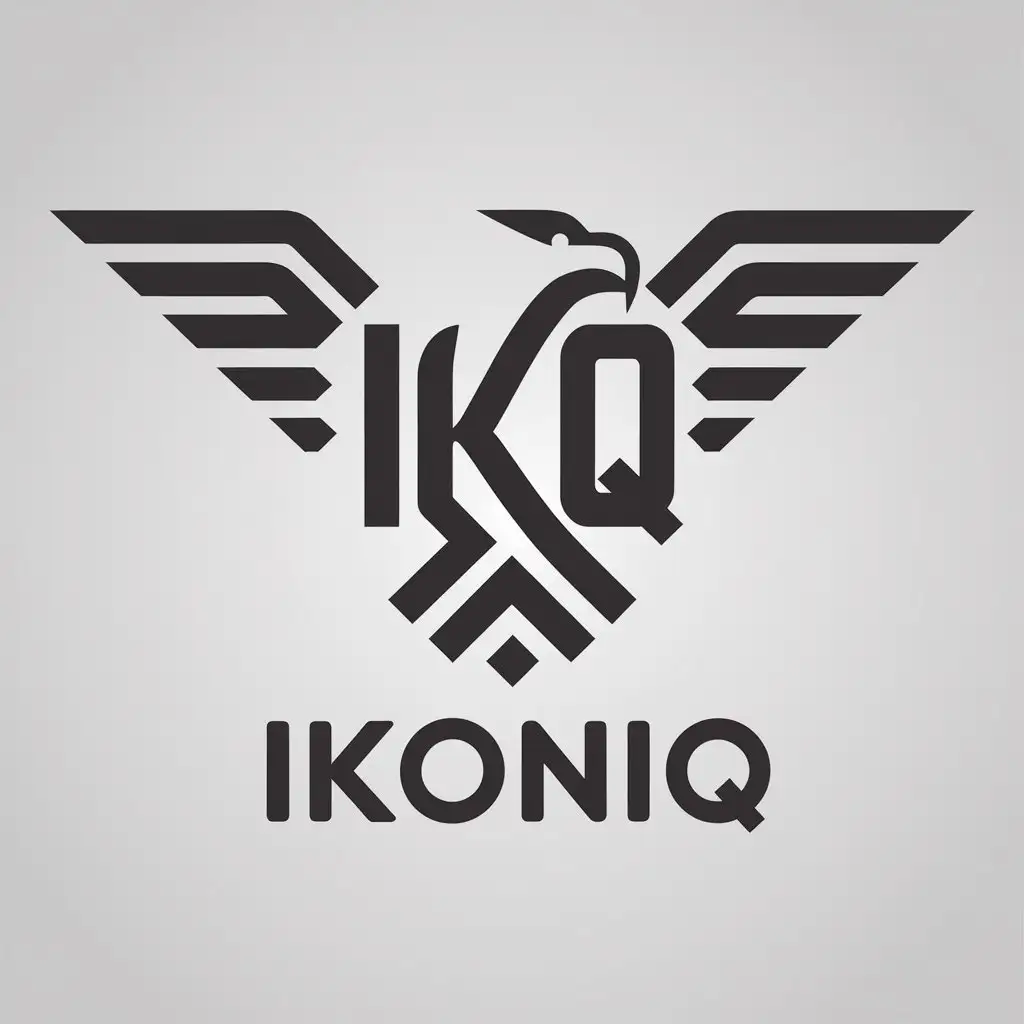 LOGO Design For IKONIQ Bold Cursive Font with Eagle Symbol for Internet Industry