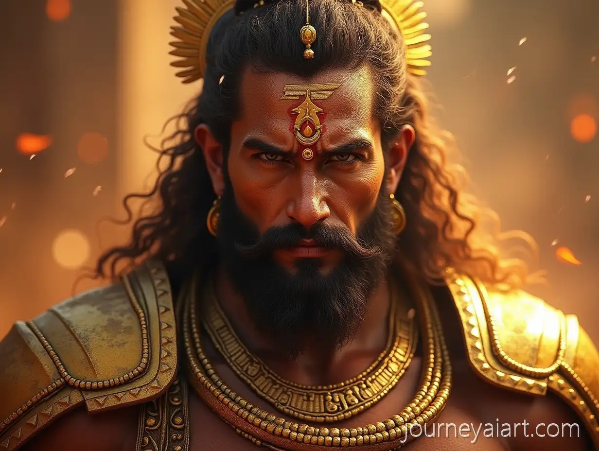 Dramatic-Photorealistic-Depiction-of-Hindu-God-Hanuman-in-Golden-Armor