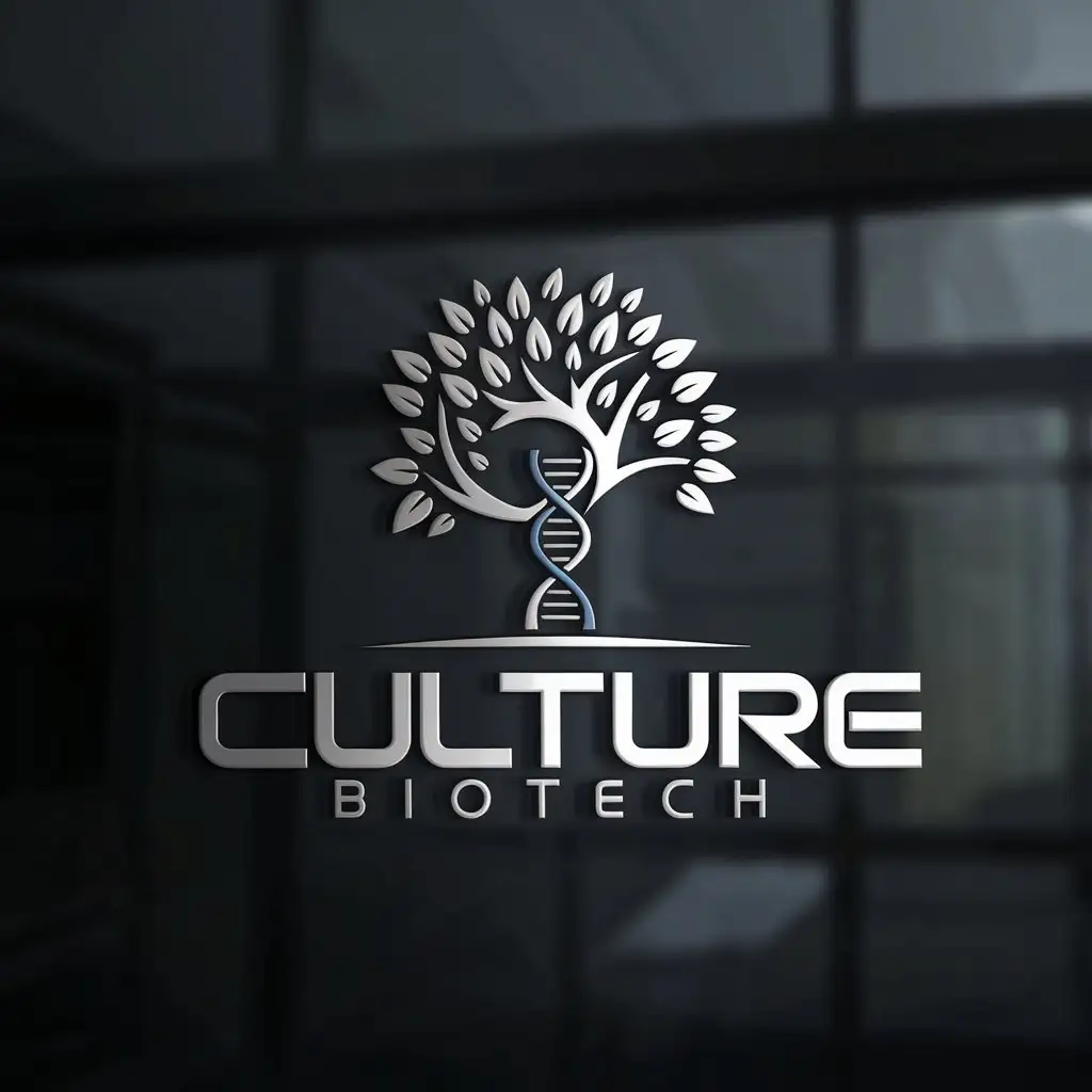 LOGO Design for Culture Biotech 3D DNA Tree Helix with Metallic Typography