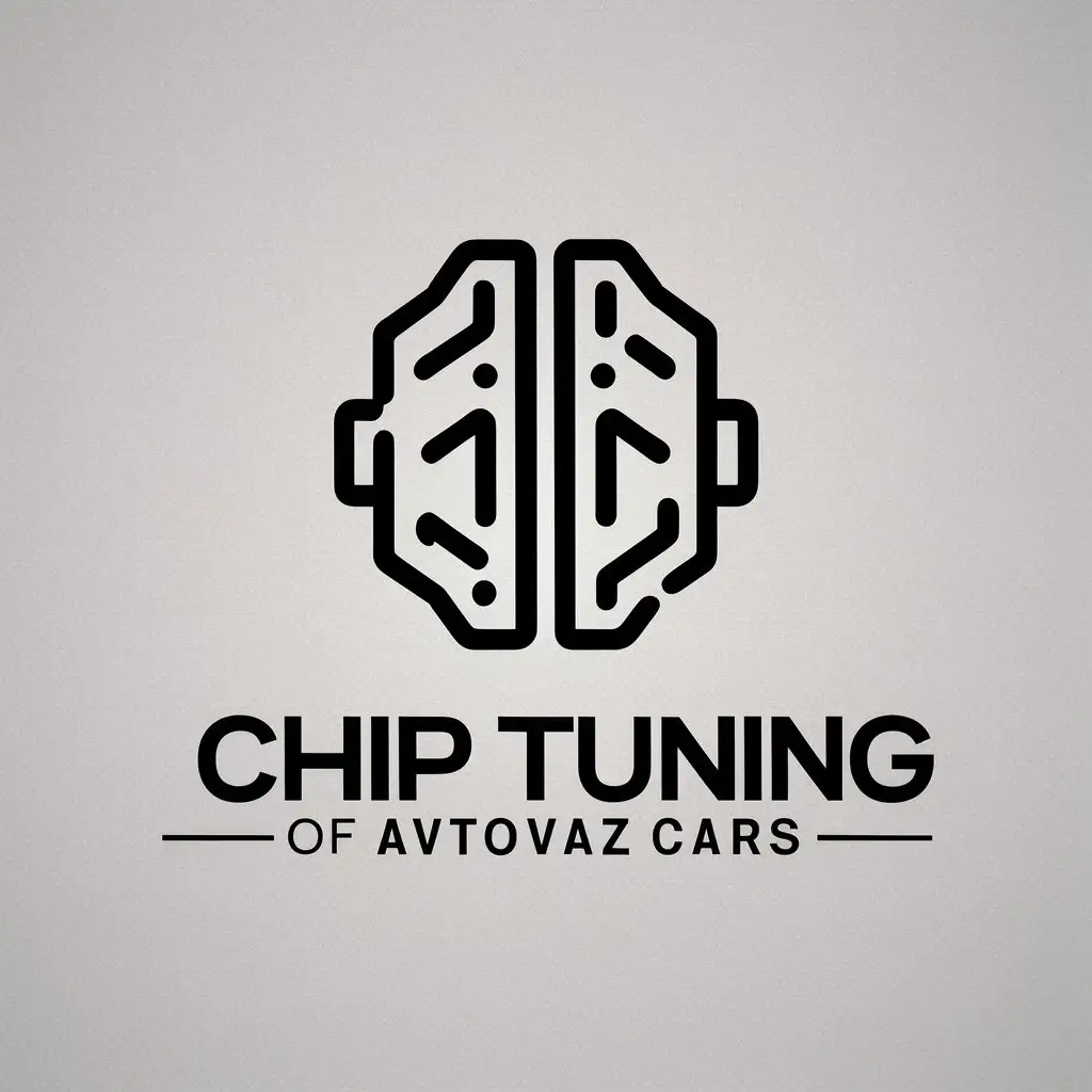 a vector logo design,with the text "Chip tuning of AVTOVAZ cars", main symbol:machine brain,complex,be used in Automotive industry,clear background