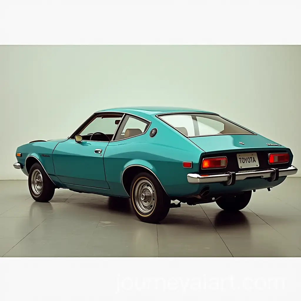 1974-Toyota-Celica-Fastback-Silhouette-in-Turquoise-and-Brown-Rear-Lateral-View