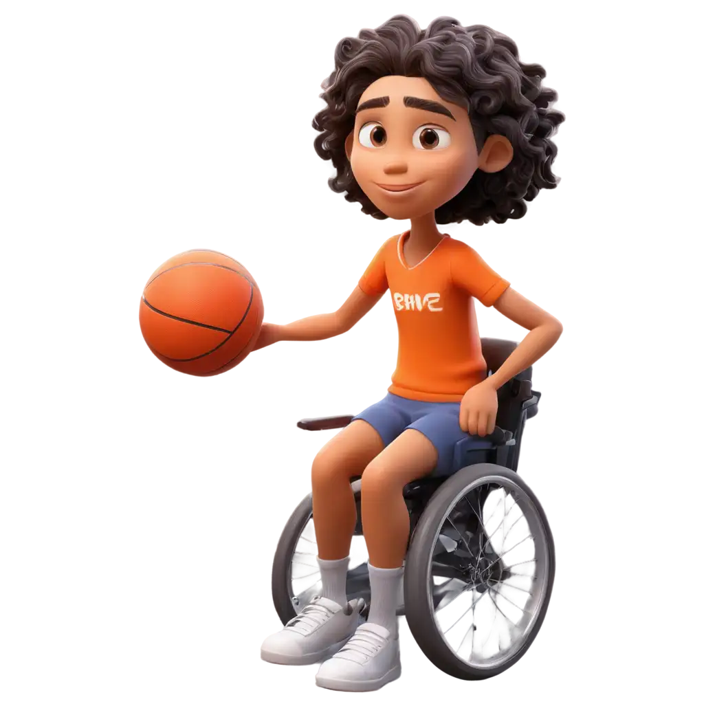 cartoon wheelchair basket ball player