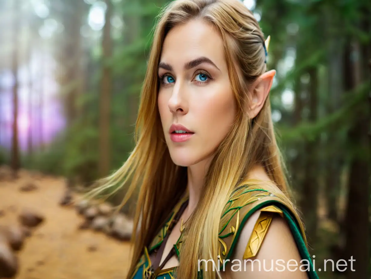 Female Elf Ranger Portrait in Enchanted Forest