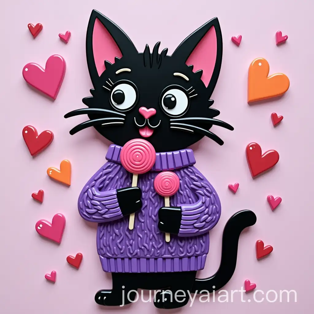 Whimsical-Vinyl-Cat-in-Purple-Sweater-with-Lollipops-and-Hearts