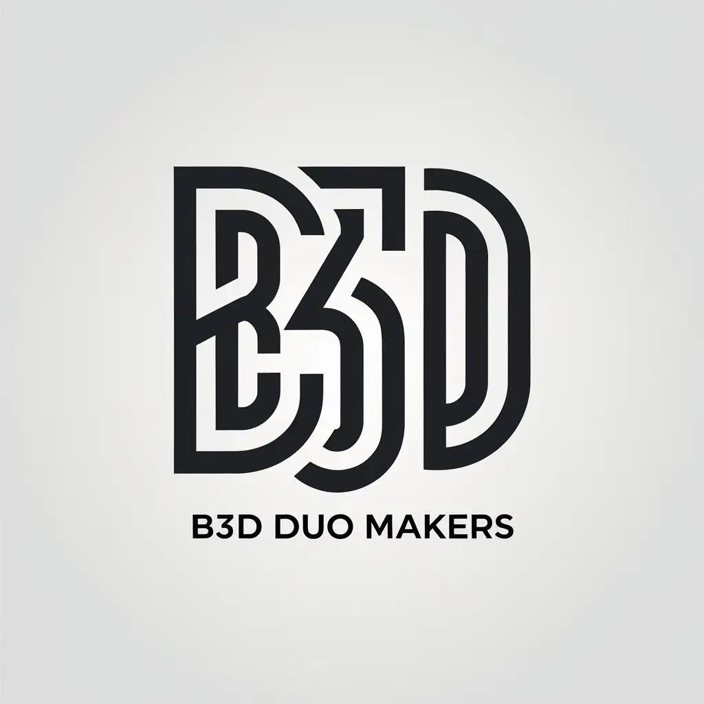 LOGO Design for B3D Duo Makers Minimalistic Vector with B3D Symbol for Entertainment Industry