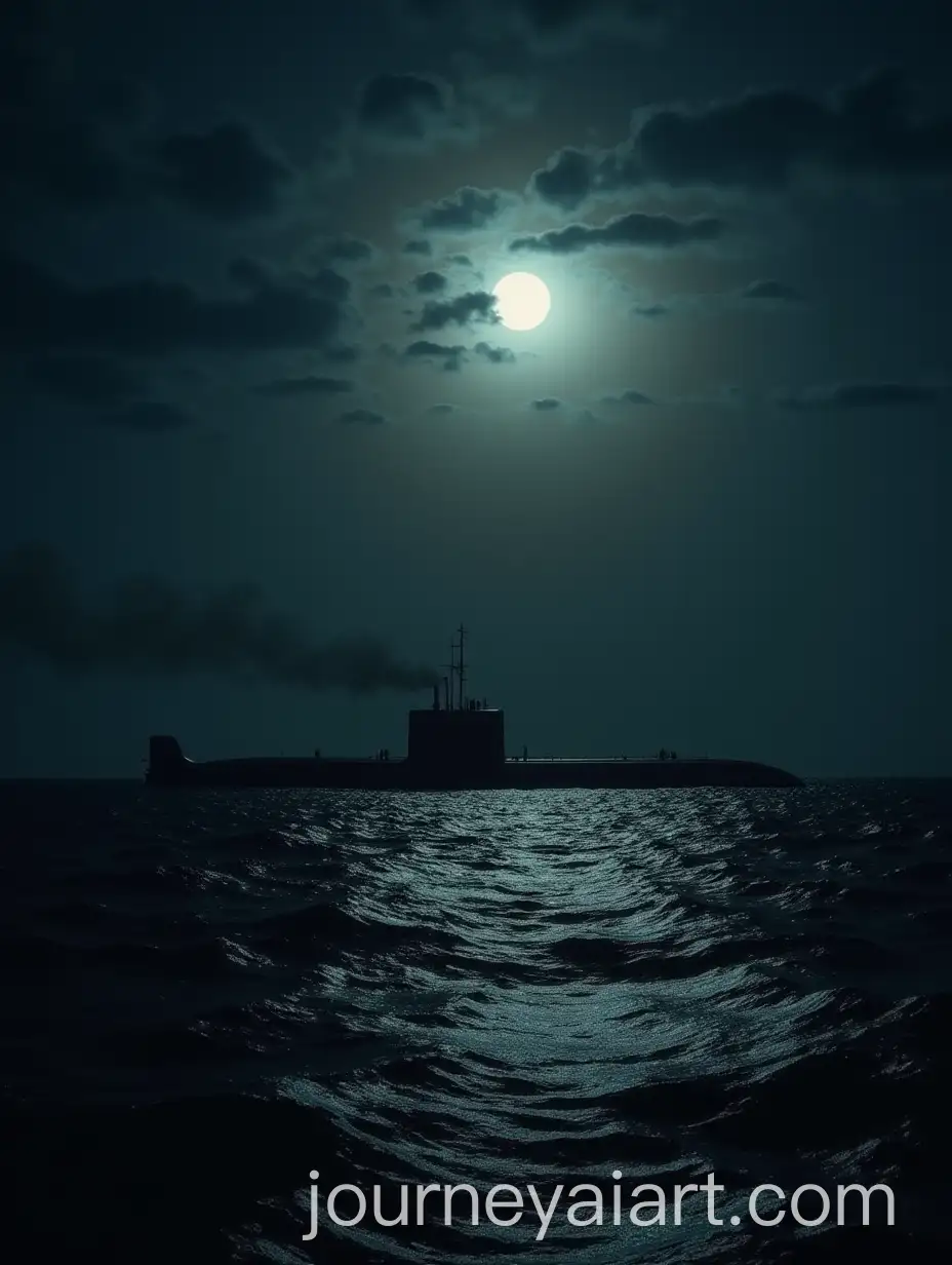 German-Submarine-Stealthily-Entering-the-Atlantic-in-1944-with-Secret-Allied-Maps