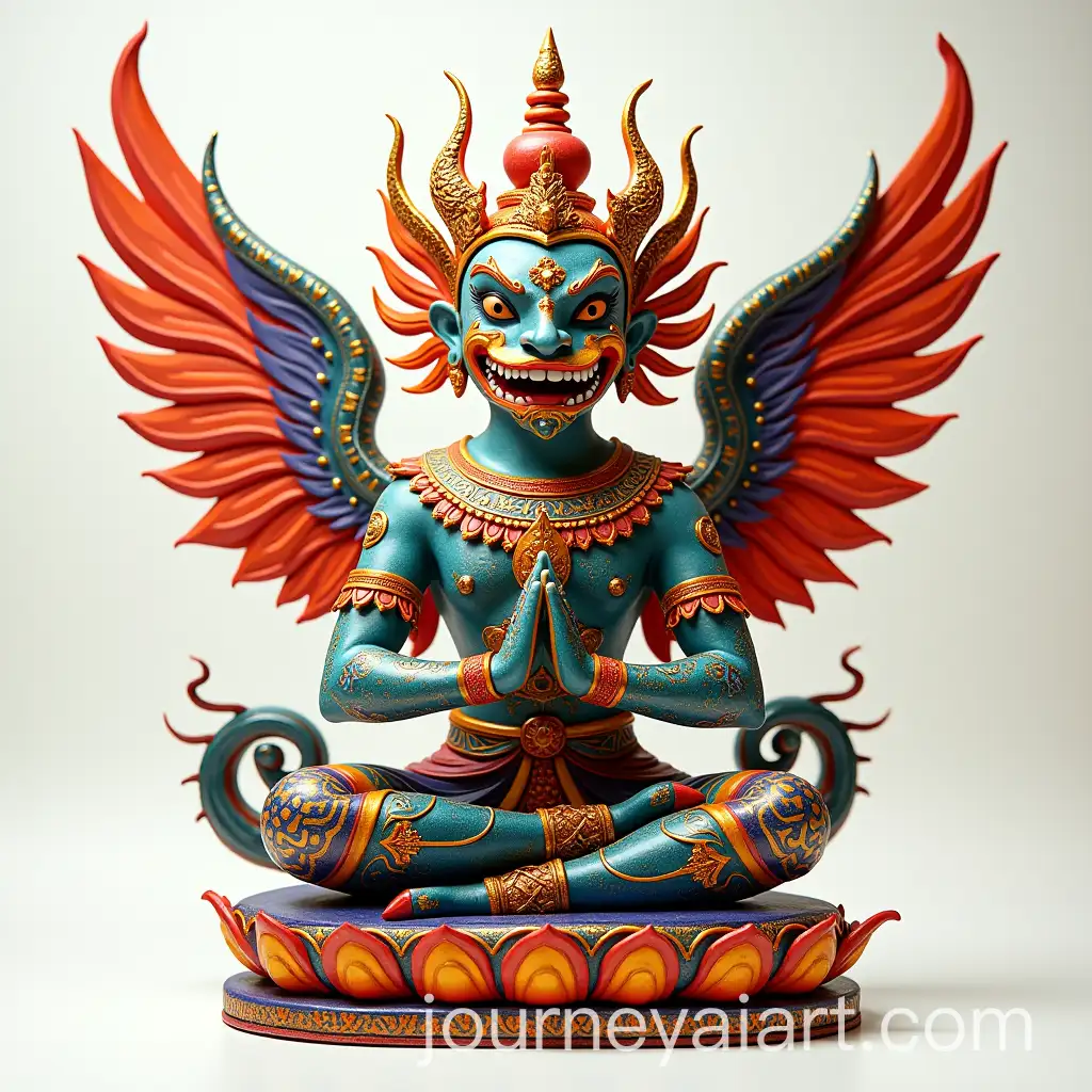 Vibrant-ThaiStyle-Garuda-Statue-in-Bold-Colors