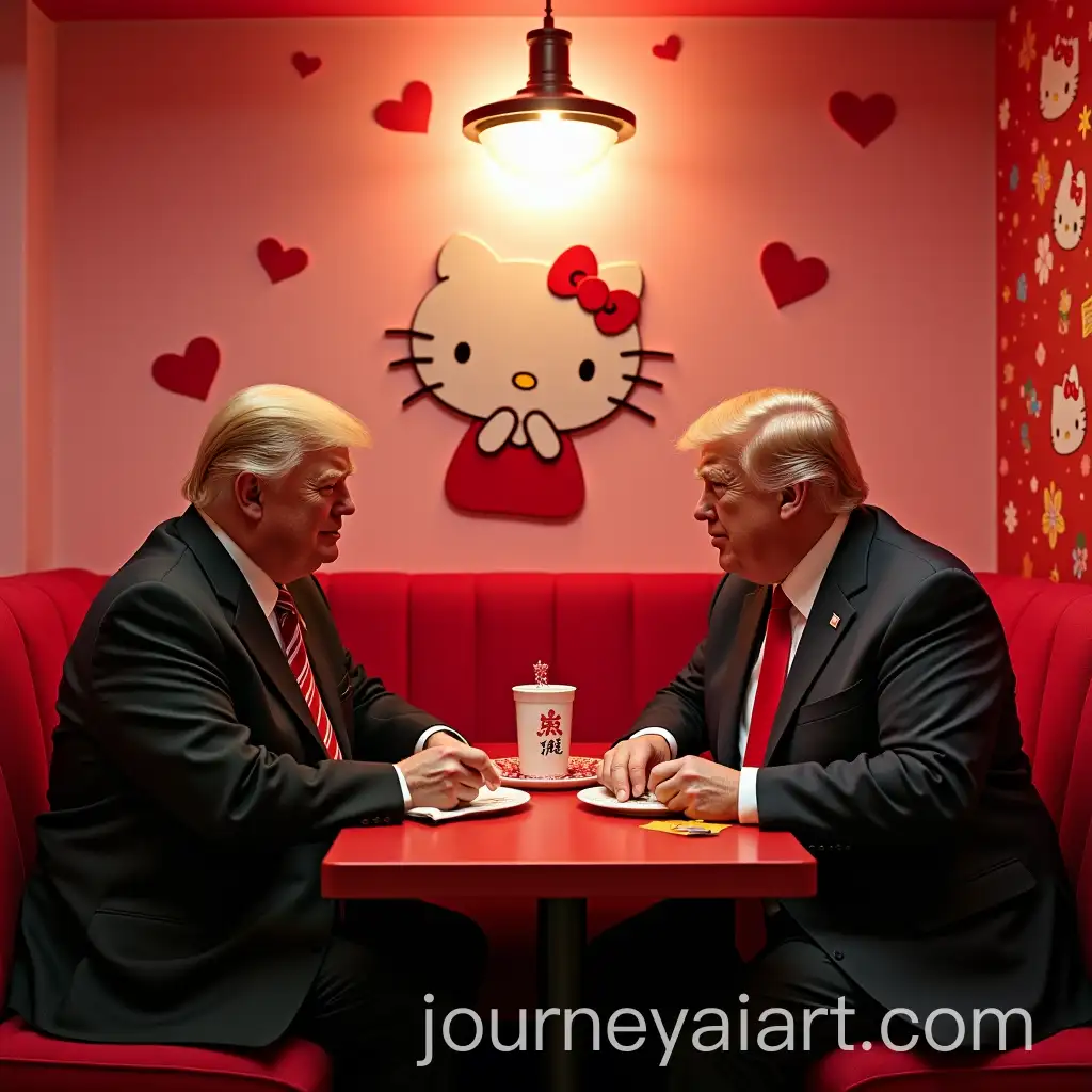 Donald-Trump-and-Mao-Zedong-in-a-Hello-Kitty-Themed-Cafe