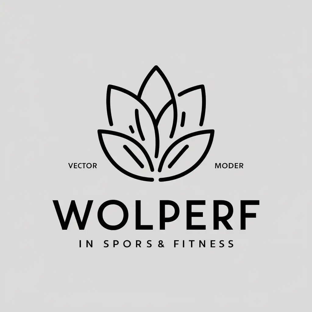 a vector logo design,with the text "WolPerf", main symbol:Leaves,Moderate,be used in Sports Fitness industry,clear background