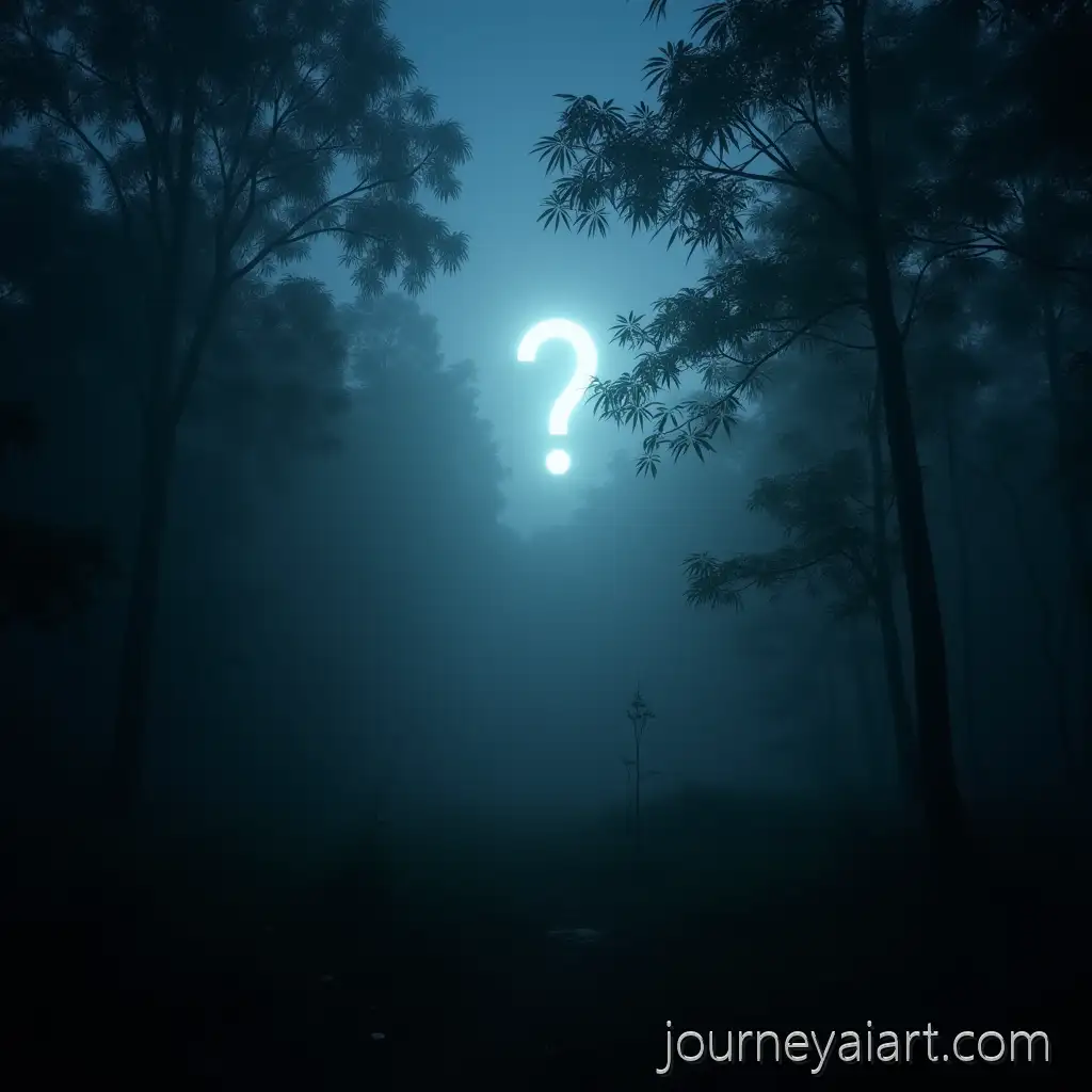 Mysterious-JungleAI-Image-Prompt-Expansion-at-Night-in-South-Kalimantan-with-Glowing-Question-Mark