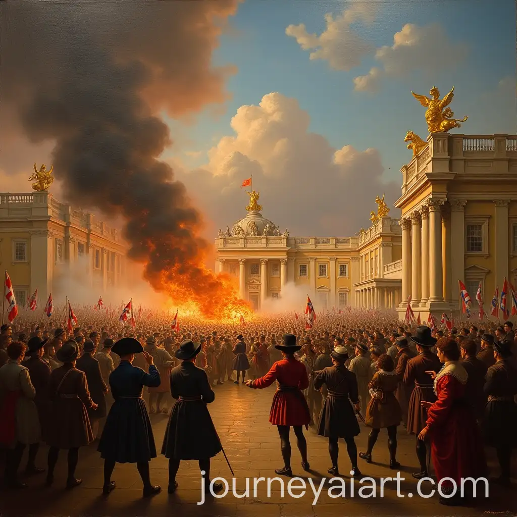 Revolutionary-Attack-on-Royal-Palace-Oil-Painting