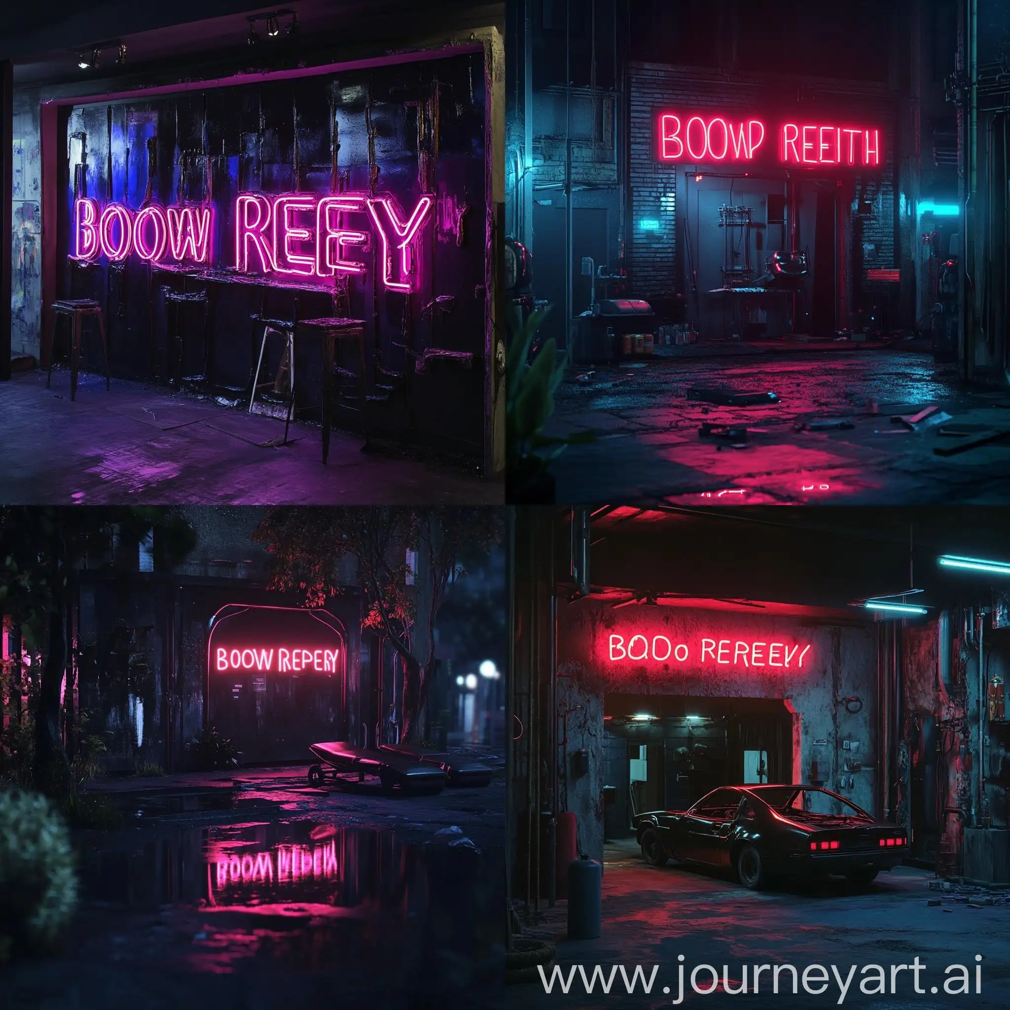 Neon-Body-Repair-Sign-on-Dark-Background