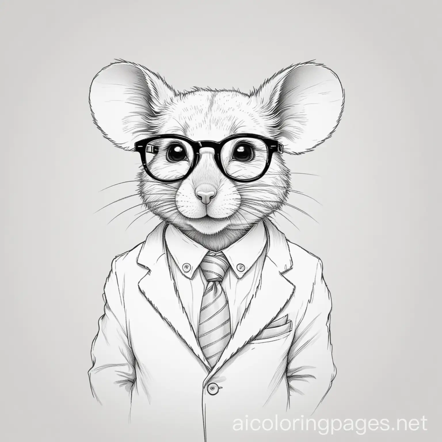 Mouse-in-Suit-Coloring-Page-with-Glasses-Black-and-White-Line-Art