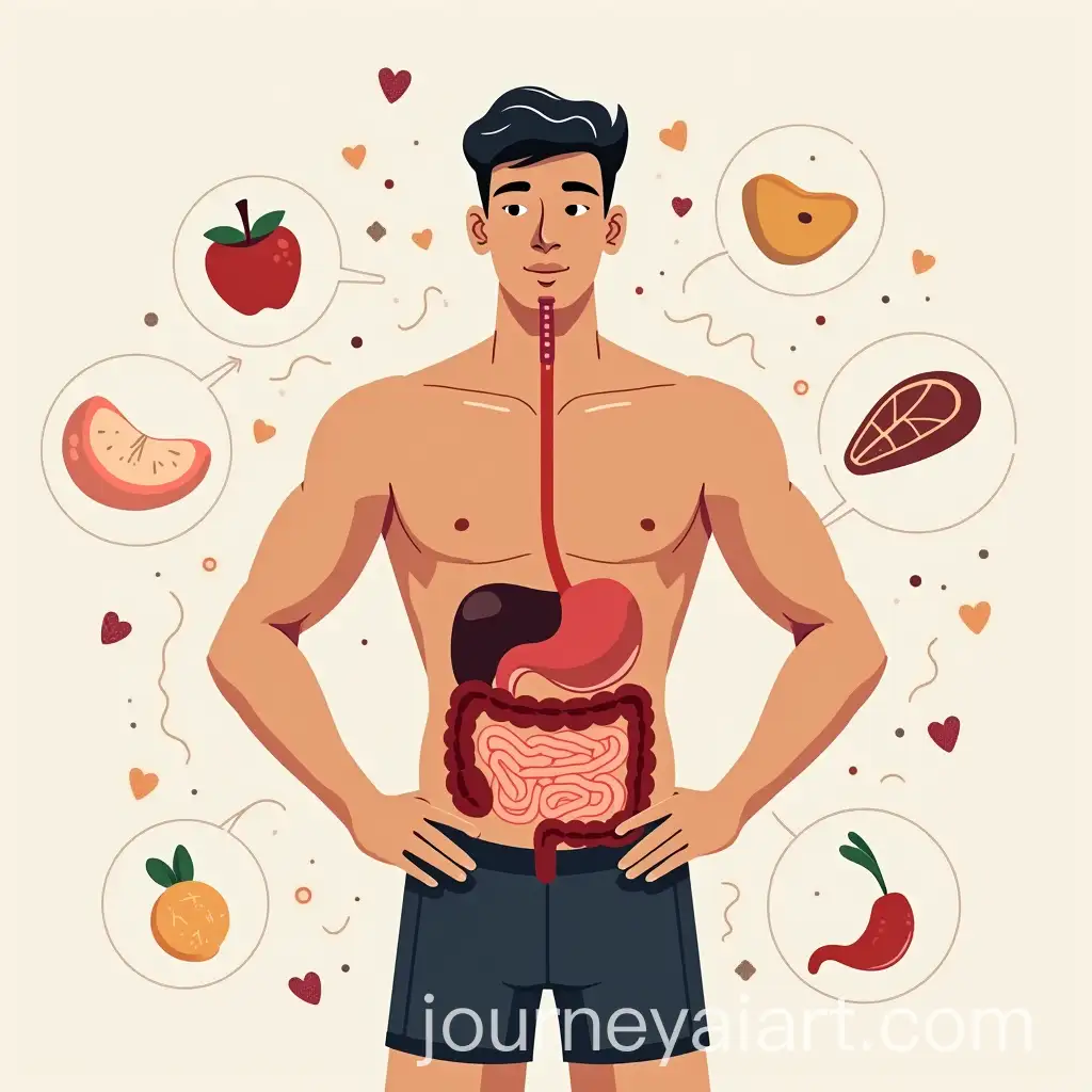 Athlete-with-Illustrated-Digestive-System-Background
