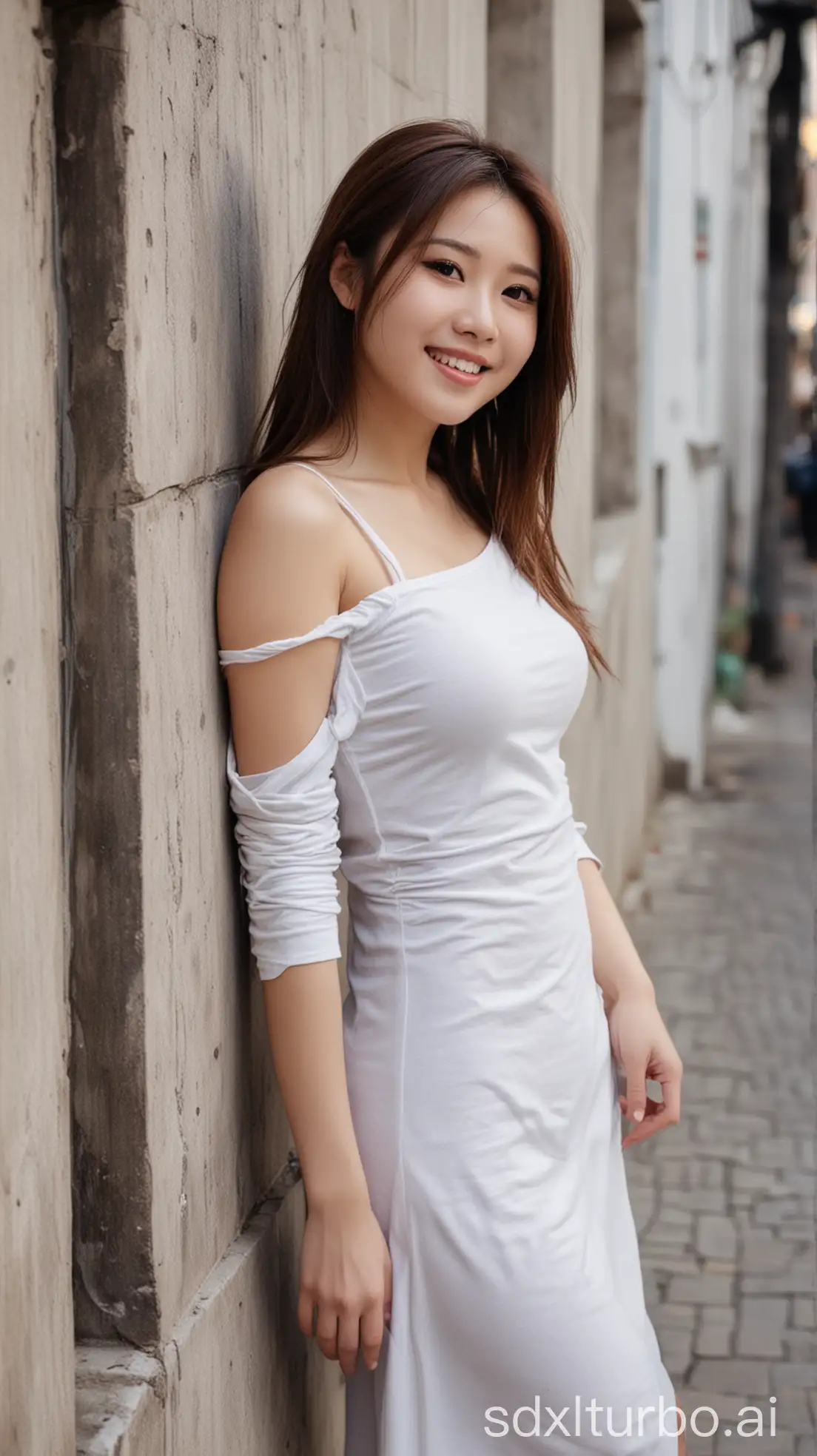 Chinese-Woman-in-Winter-Fashion-with-Sweet-Smile-and-Brown-ShoulderLength-Hair