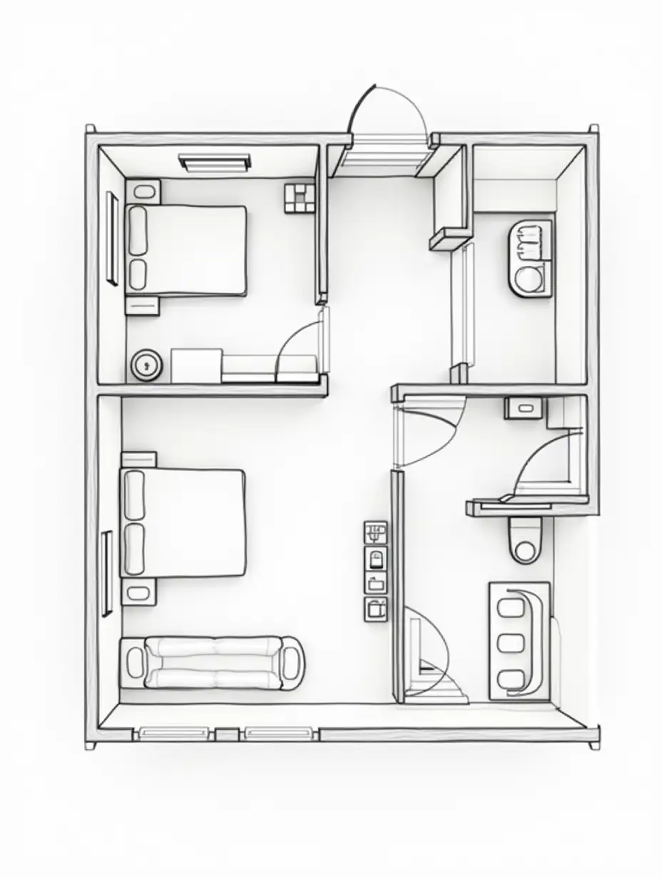 Architectural Plan of DoubleStory House with Bedroom