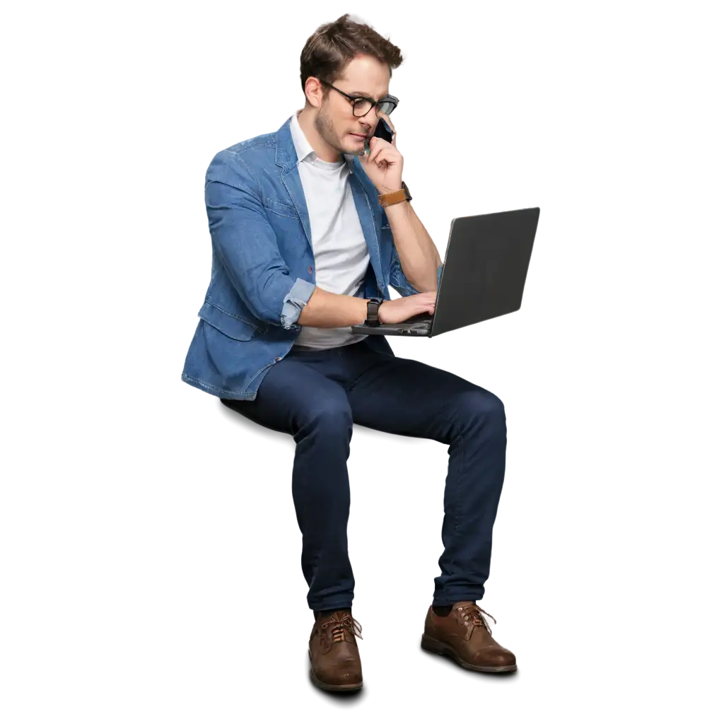 Tired-Men-with-PC-PNG-Image-Perfect-for-Stress-Work-Fatigue-and-Remote-Work-Illustrations