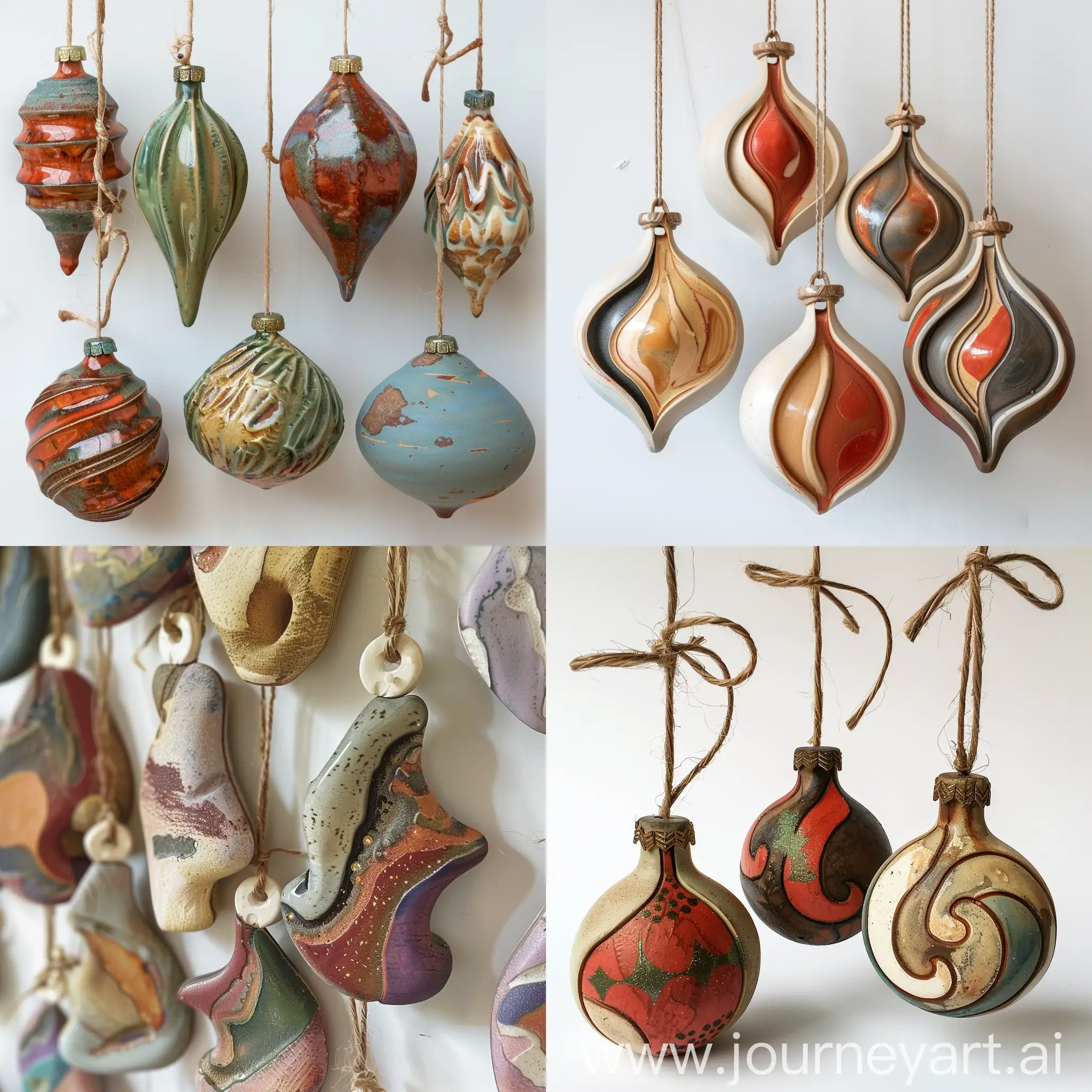 Abstract-Christmas-Ornaments-in-Natural-Clay-and-Ceramics