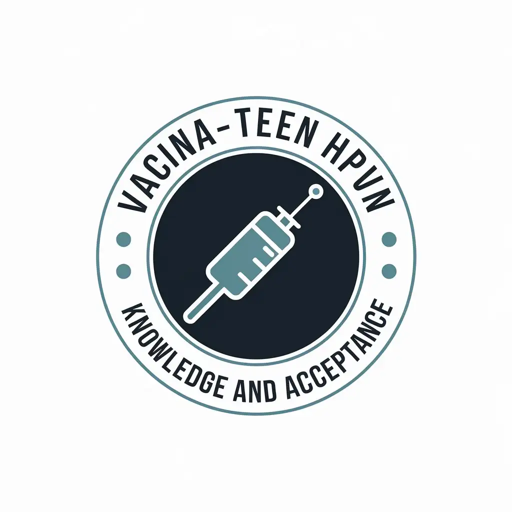 a vector logo design,with the text "Vacina-Teen HPVnKnowledge and Acceptance", main symbol:Vaccine,Moderate,clear background