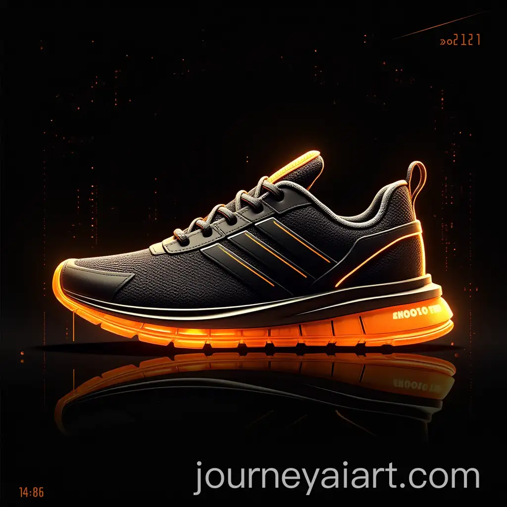 Futuristic-Sneaker-Poster-with-Orange-Black-and-White-Accents