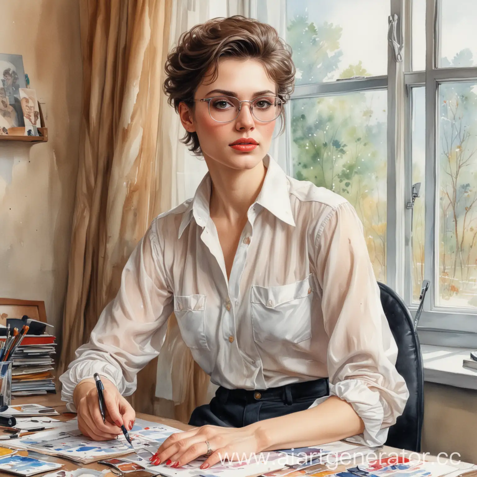 Androgynous-80s-USSR-Office-Fashion-Portrait