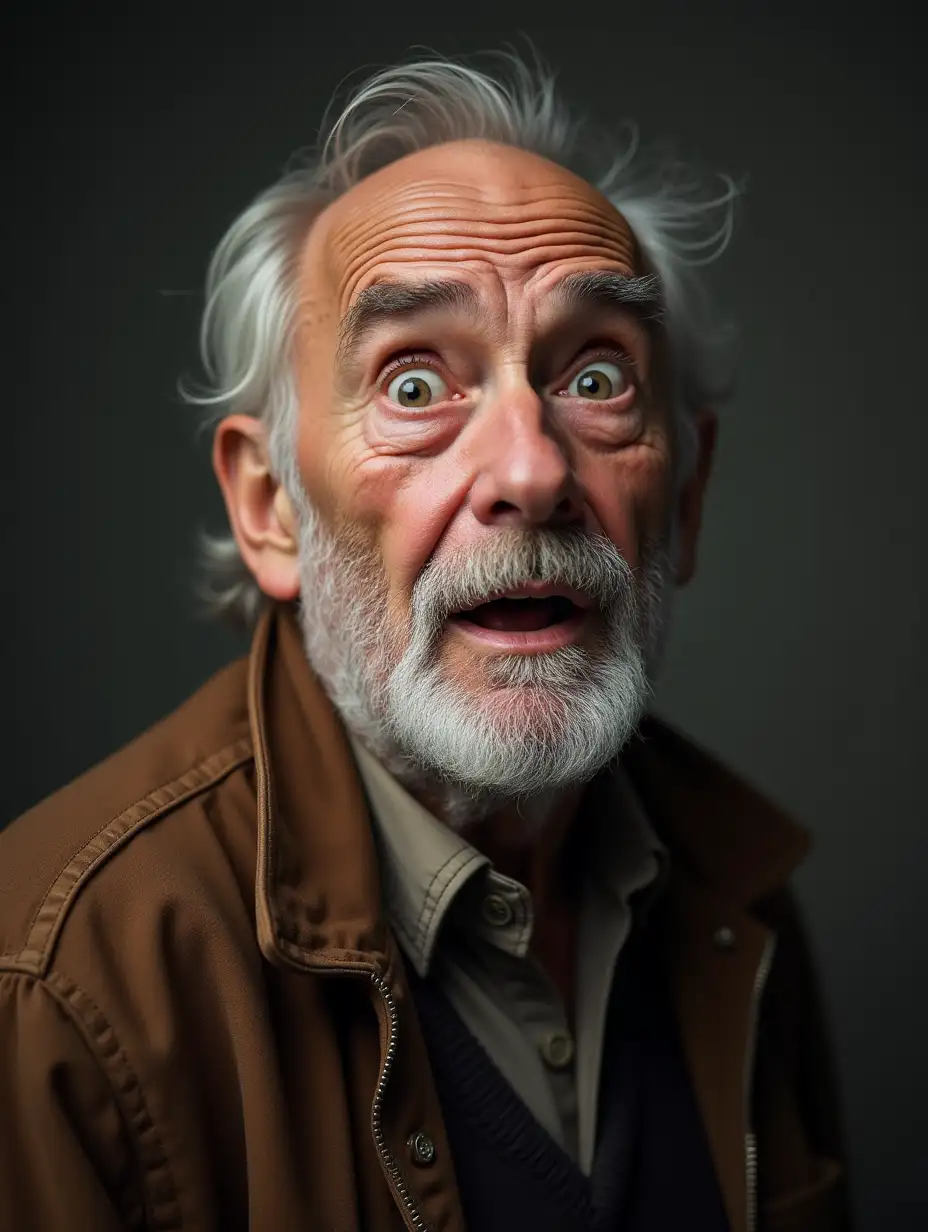 old man is surprised