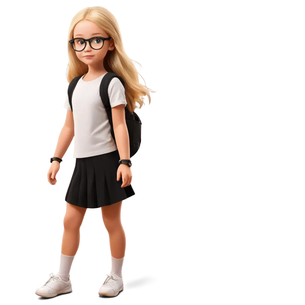 make avatar of a 7 year old blond girl with black glasses