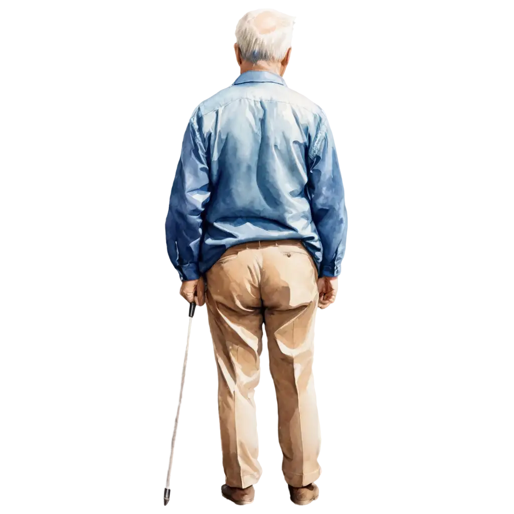 PNG-Image-Old-Man-Watercolor-From-Behind-Captivating-Artwork-for-Digital-and-Print-Use