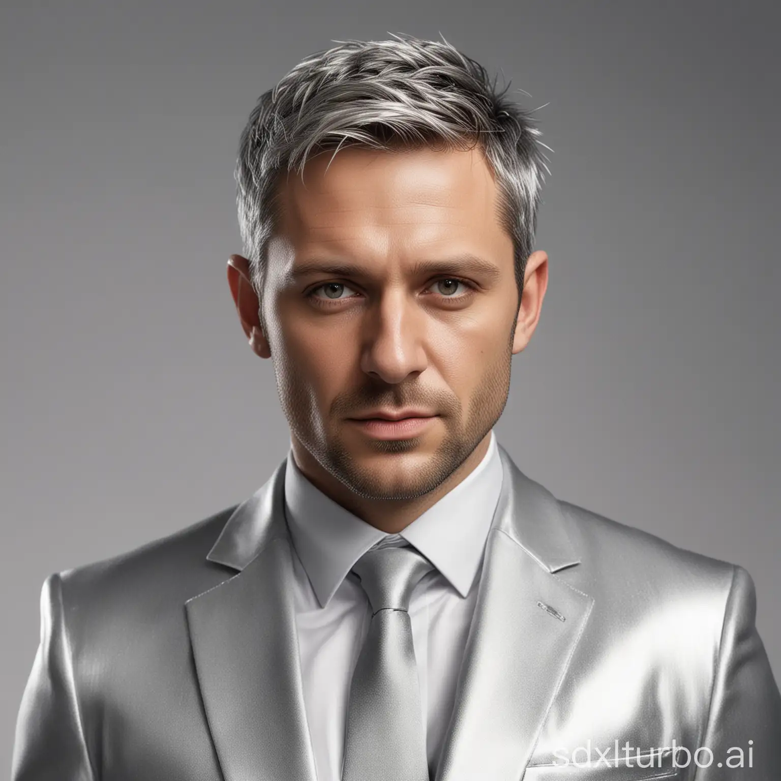 Hyperrealistic-Portrait-of-a-35YearOld-Man-in-Silver-Suit