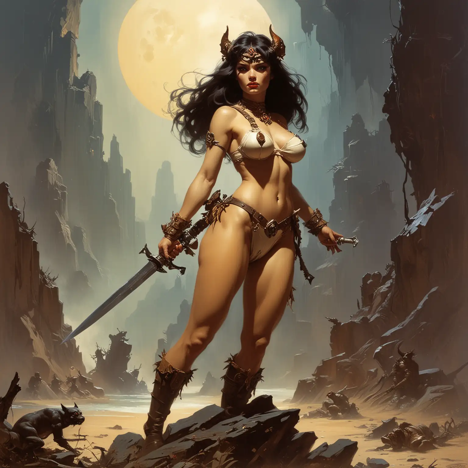 Fantasy-Girl-in-the-Style-of-Frank-Frazetta