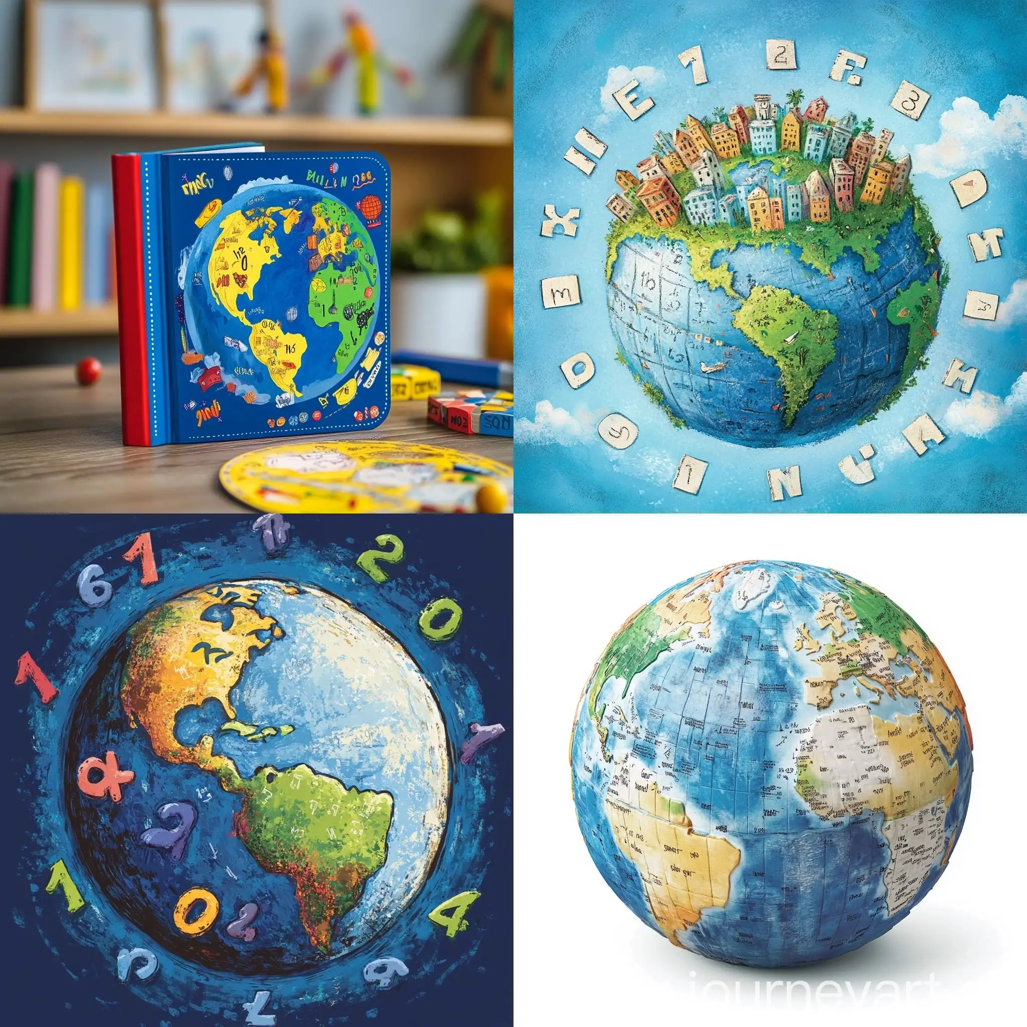 Children-Studying-Mathematics-with-Earth-Globe-Background