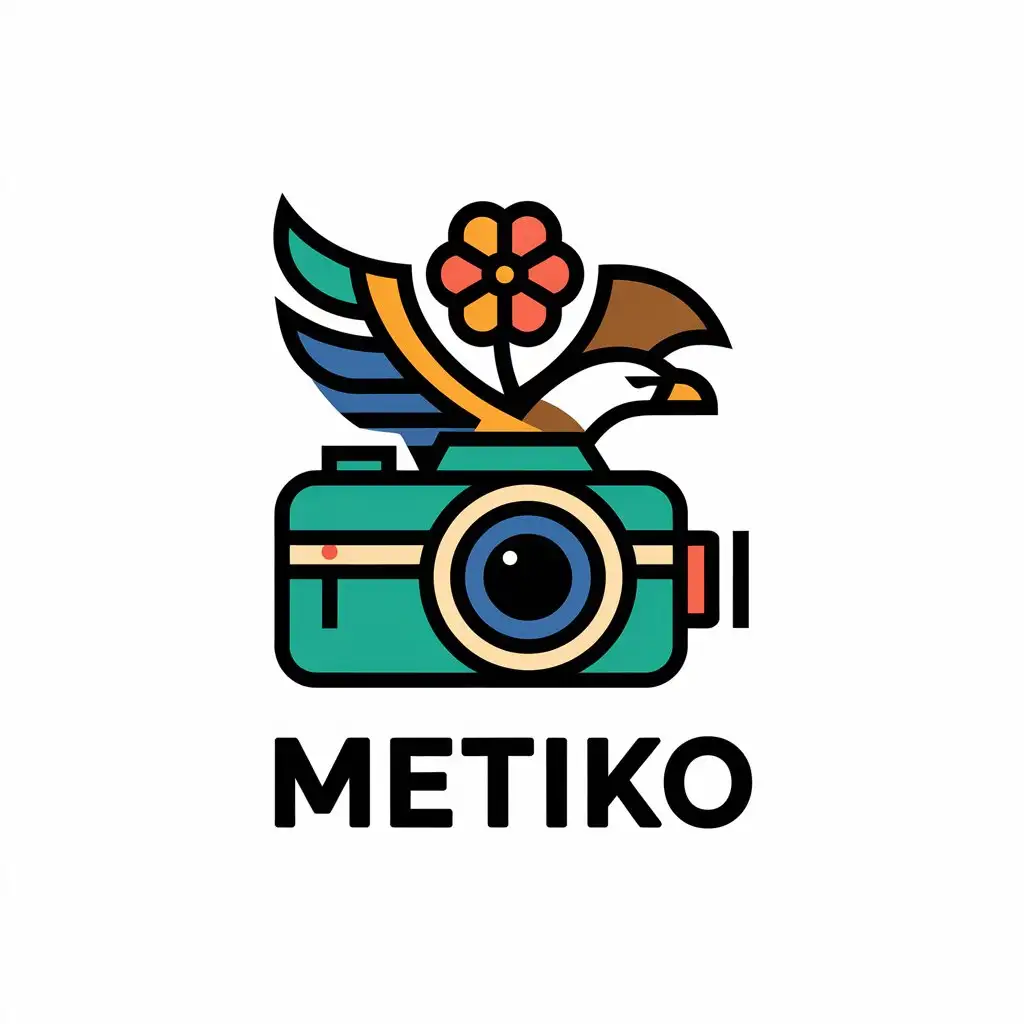 LOGO Design for METIKO Camera Eagle and Flower Symbolizing Precision and Vision