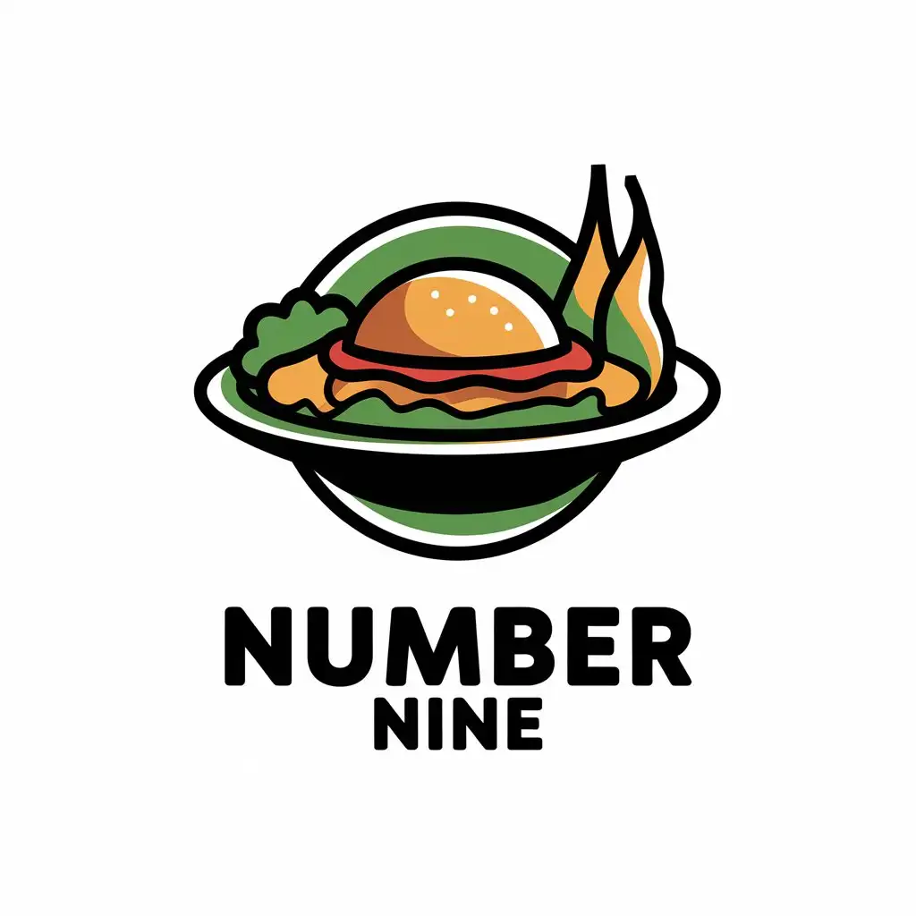 LOGO Design For Number Nine Foodthemed Vector Logo for Restaurants