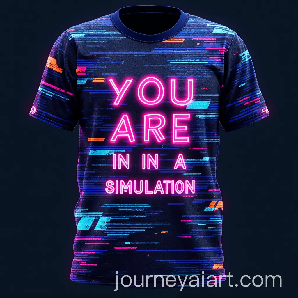 Futuristic-Genderless-Tshirt-with-Glitch-Design-and-Neon-Colors