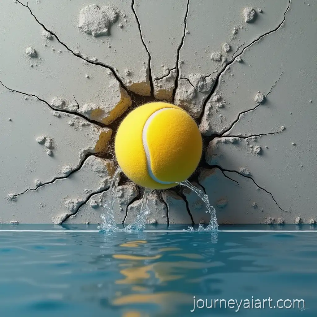 Table-Tennis-Ball-Impact-on-Concrete-Wall-with-Water-Splashes-and-Cracks