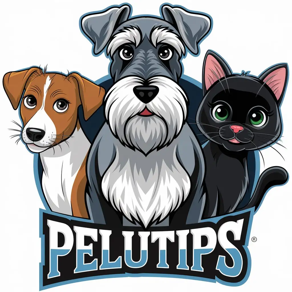 LOGO Design for PeluTips Schnauzer Dog Jack Russell and Black Cat Theme