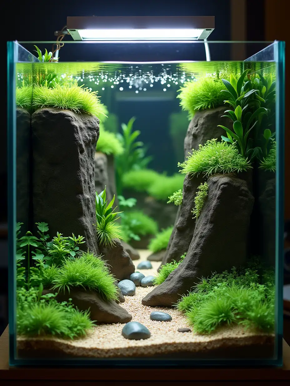 aquascape with simple rock theme