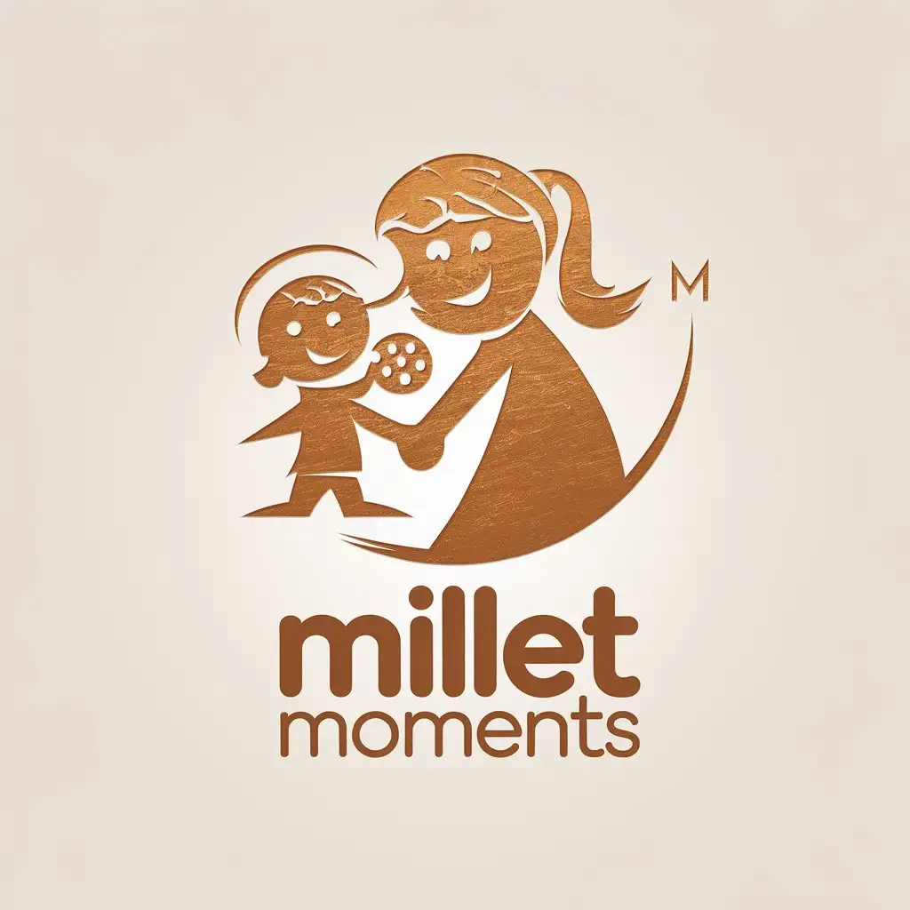 LOGO Design for milletMOMents Dual Tone with Mom and Child Symbolism and Cookies Theme