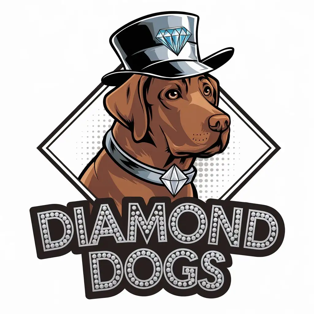 LOGO-Design-for-Diamond-Dogs-Comic-Style-Labrador-with-Sticker-Aesthetic